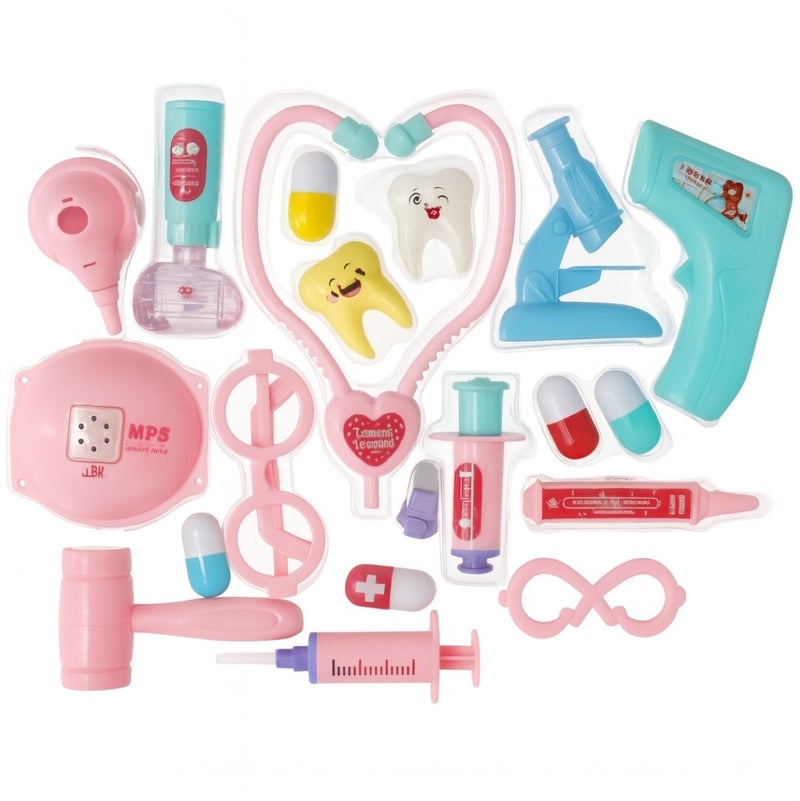 Lukadah 20 Pcs Doctor Kit for Kids Boys & Girls, Pretend Play Medical Doctor Kit with Toy Stethoscope, Thermometer, Syringes & Accessories, Educational Role Play Doctor Set for Toddlers Ages 3+ (Multi-colour) - Image 1